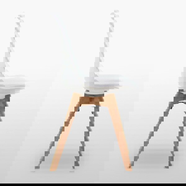 Life Interiors 5PCs Dining Set - a White Halo Dining Table & Set of 4 Lorenzo Tulip Chairs with Padded Seat