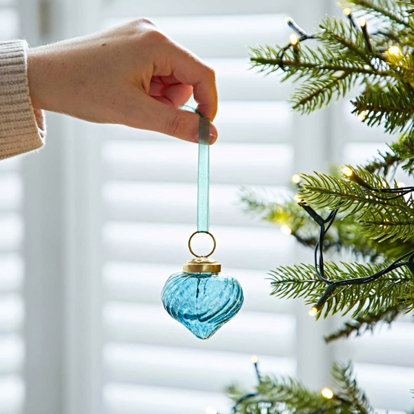 Paper High Set of 4 Keya Coloured Recycled Glass Raindrop Baubles