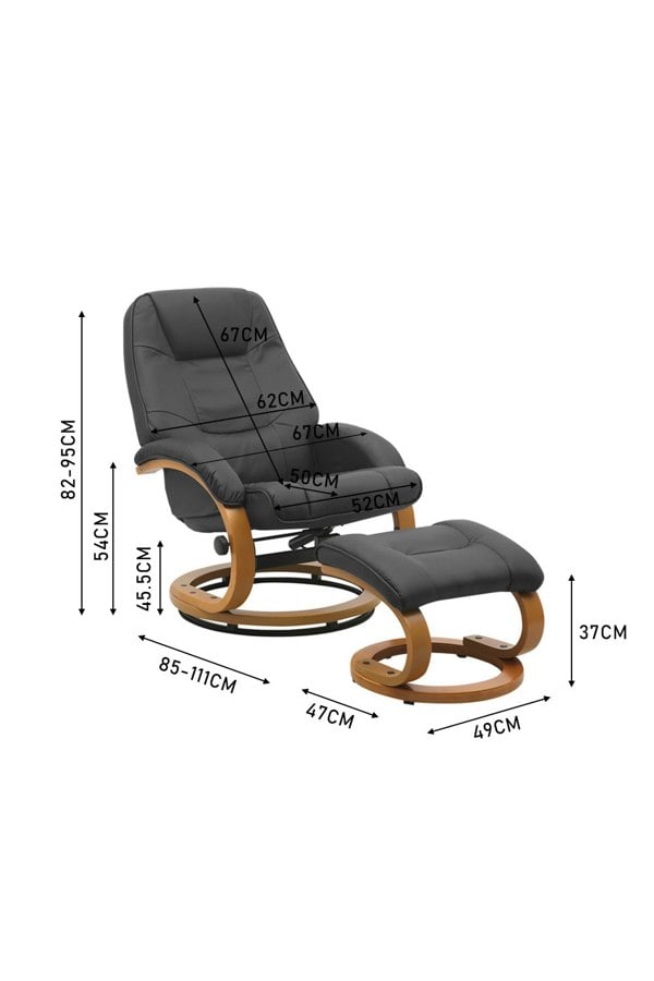 Living and Home Contemporary Leather Soft Recliner with Footstool