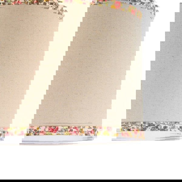 Natural Oatmeal Linen Circular Lamp Shade with Colourful Floral Trims Image 4