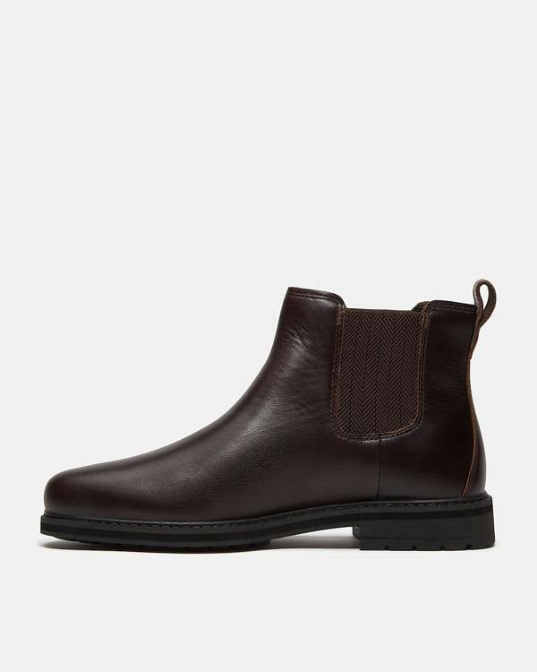 Timberland Stormbucks Mens Full Grain Leather Mid Chelsea Boots - Dark Brown | CHO | Designer Mens Chelsea Boots