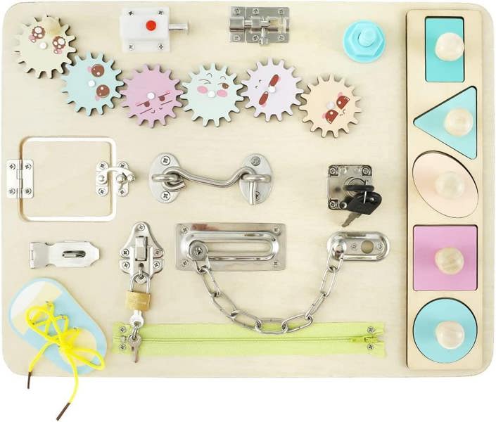 Dyzi Busy Board Montessori Motor Skill Activity Early Learning Sensory Toys