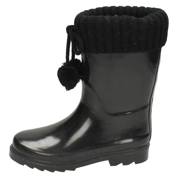 Spot On Girls Spot On Knitted Collar Wellington Boots
