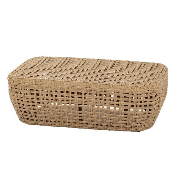 Wyld Haus Sardinia Outdoor Natural Wicker Footstool Cream Cushion