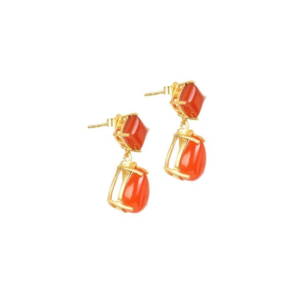 "Scarlet Flame" Carnelian Stone Earring - Lila Rasa