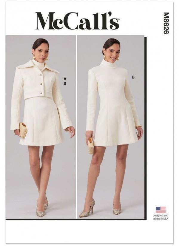 McCalls 8626 Paper Sewing Pattern – Women's Dress & Jacket, Intermediate