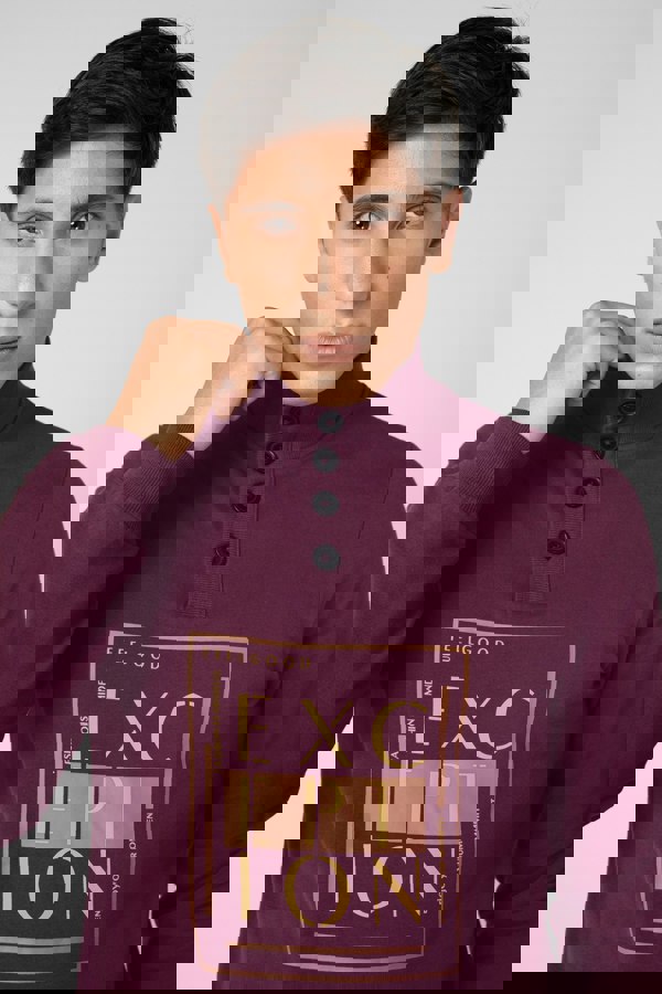 ENORSIA Button-Up Funnel Neck Sweatshirt