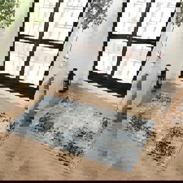 Livabliss Jolie-Abstract Blue Grey Beige Black Modern Marble Rug