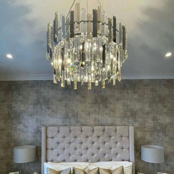 Pagazzi Lighting Onega 3 Light Chrome & Champagne Glass Pendant Ceiling Light