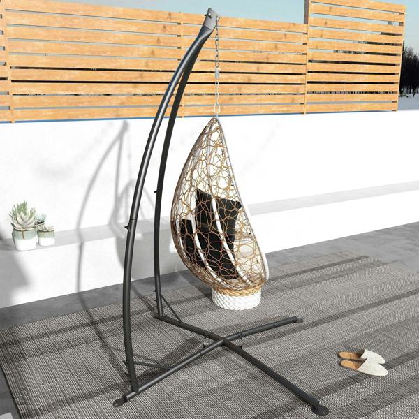 Black metal hammock chair stand with hanging net egg chair and metal chain