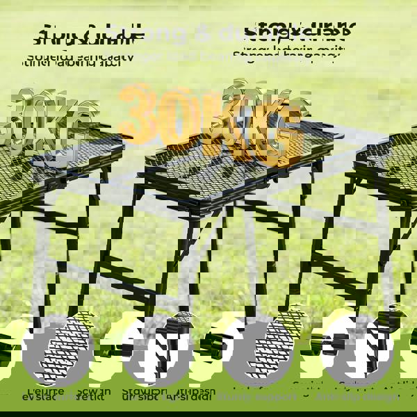 Levede Folding Camping Table Adjustable Height Aluminium Picnic Desk Black 90cm