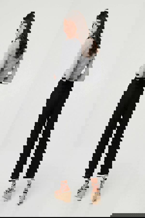 Black | High Waist Drawstring Wide Trousers