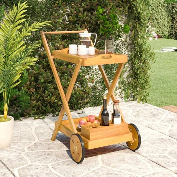 Berkfield Tea Trolley 54x87x90 cm Solid Wood Acacia
