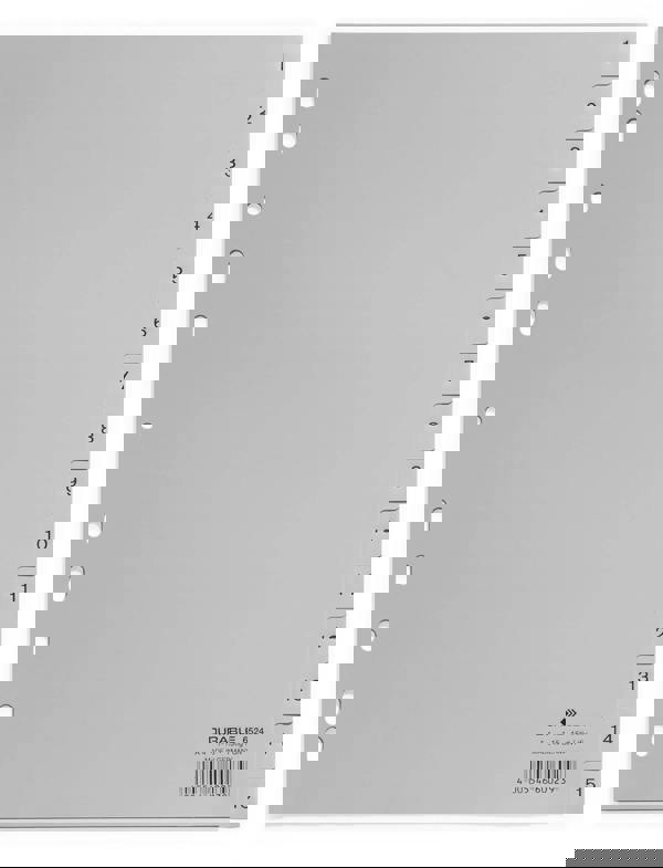 Durable 15 Part Numbered Tab Punched Index Dividers | 20 Pack | A4 Grey