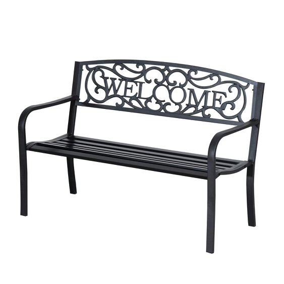 Wyld Haus Rolare 126cm Steel Black Outdoor Garden Bench