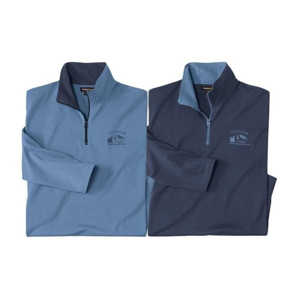 Atlas For Men Mens Quarter Zip Top (Pack of 2) - Navy/Blue