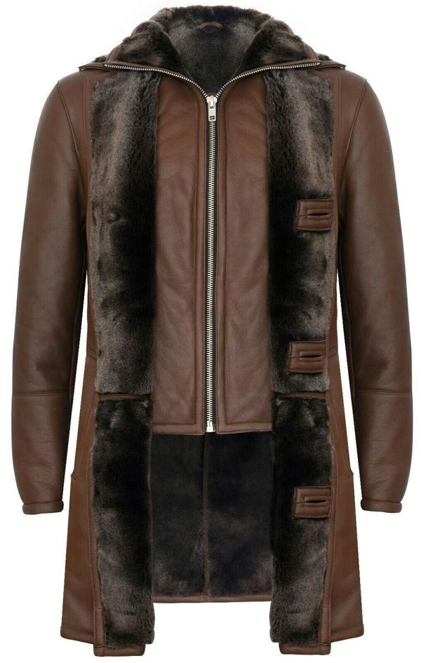 Infinity Leather Mens Warm Shearling Sheepskin Leather Coat-Florence