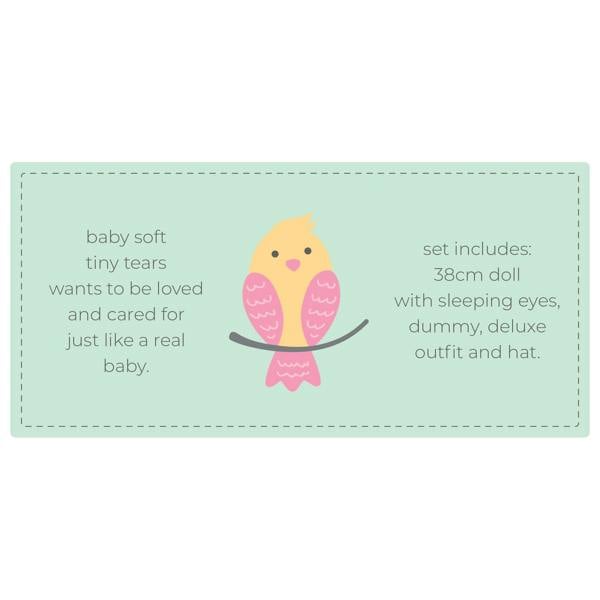 Tiny Tears 15" (38cm) Baby Soft Doll With Pink Outfit - White