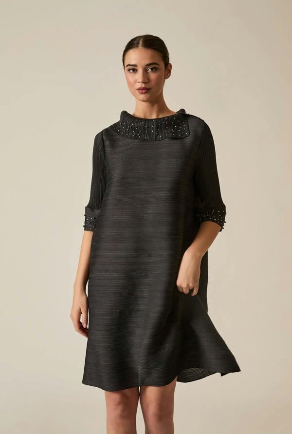 James Lakeland Charcoal Embellished Pleat Dress