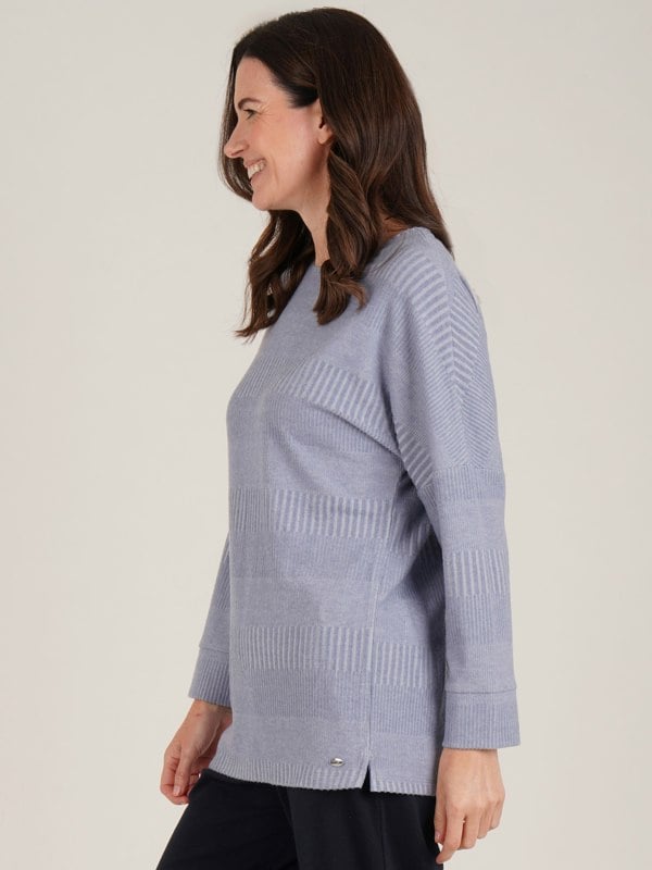 TIGI-Wear Solid Textured Three Quatered Sleeve Top