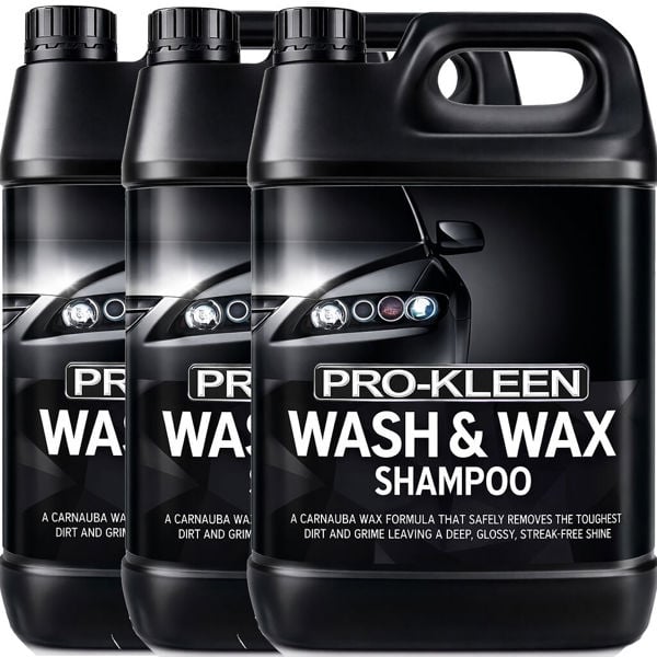 ProKleen Pro-Kleen Wash & Wax Shampoo with Carnauba Wax 3x 5L - pH Neutral Professional Car Wash Shampoo