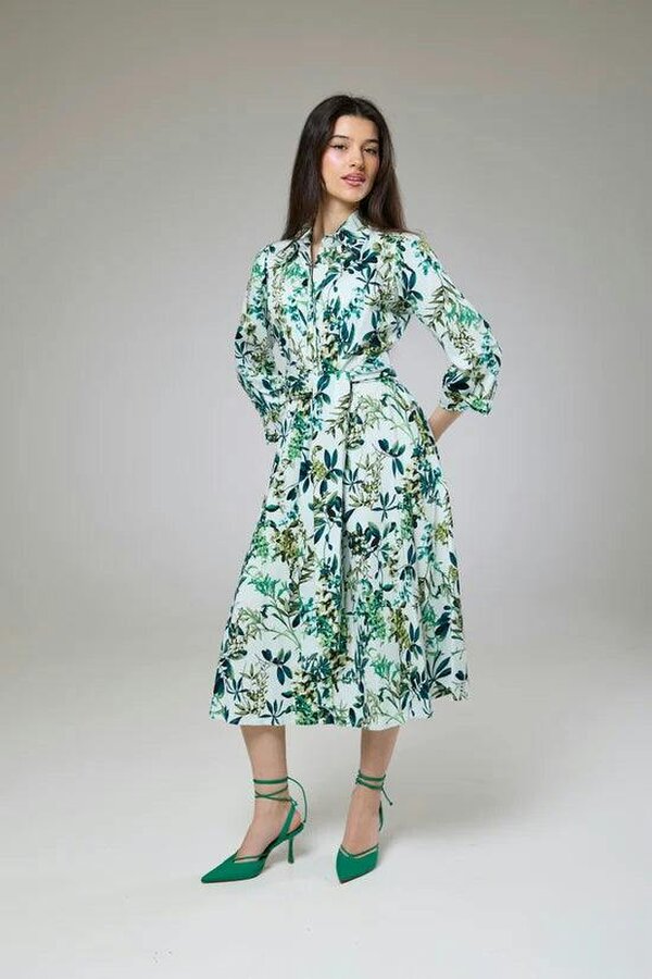 Lioness by TF Flourish Green Flora Sleeved Dress