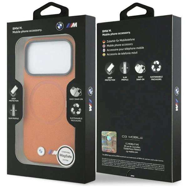 BMW M Series FW Metal Logo Case with MagSafe for iPhone 17 Pro Max 6.9" Orange - BMHMP17X25PFWSMO
