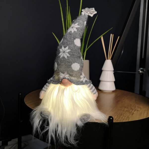 Samuel Alexander 56cm Battery Operated Light Up Christmas Standing Gonk Decoration in Grey