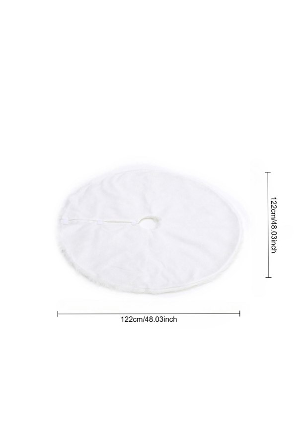 Living and Home D122cm Snow White Plush Christmas Tree Skirt for Holiday Decoration