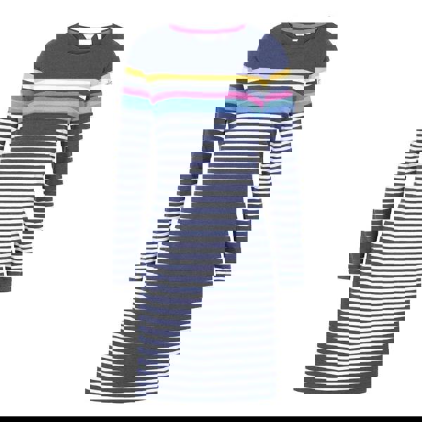 Lazy Jacks Women's Prism Stripes Long-Sleeved T-Shirt Dress - Blue