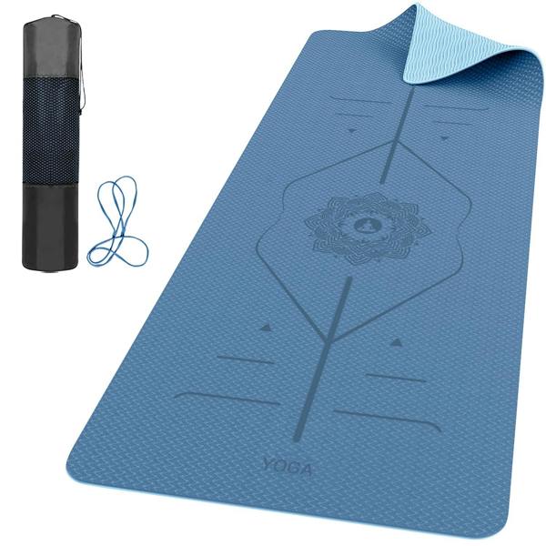 ROMIX Pro Yoga Mat with Alignment Lines, 6mm Non Slip Lightweight Exercise Mat with Carry Bag and Strap