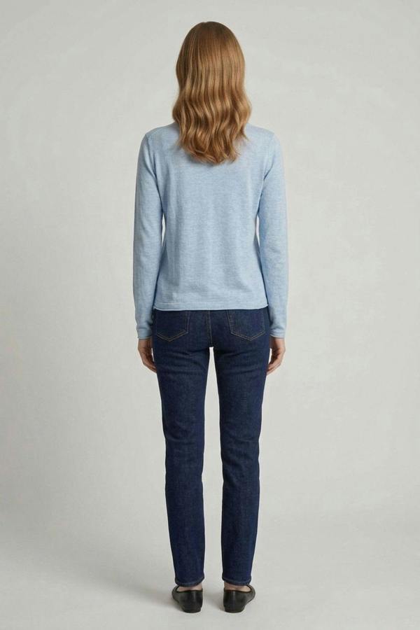 Blue | Long Sleeve Relaxed Lightweight Knit Top
