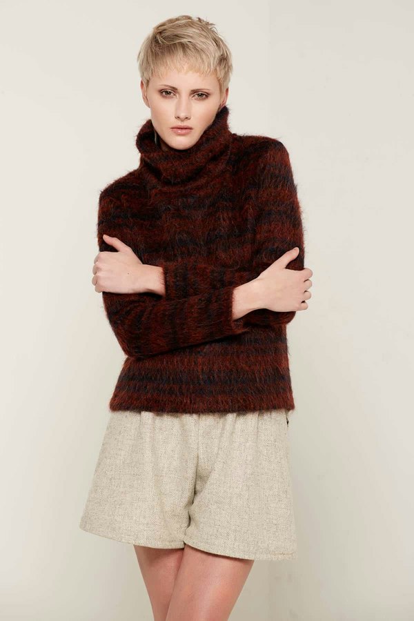 Bo Carter Agnes Roll Neck Wool Jumper - Rust