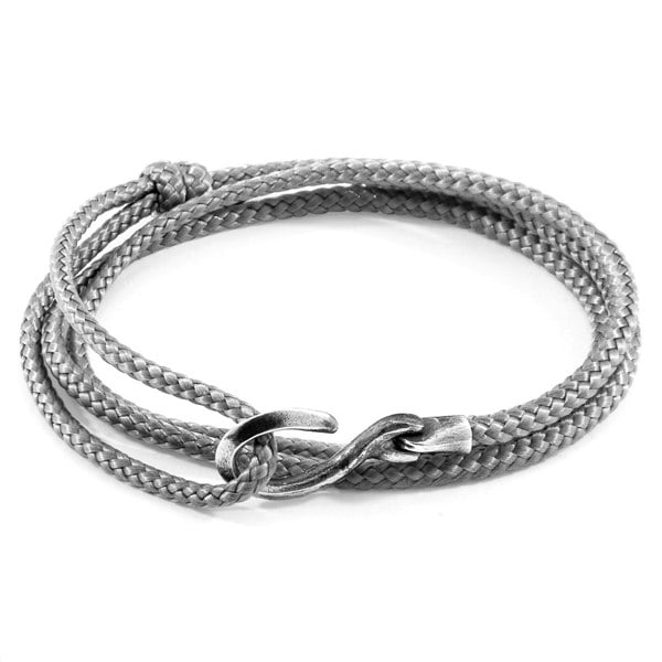 Anchor & Crew Classic Grey Heysham Silver and Rope Bracelet