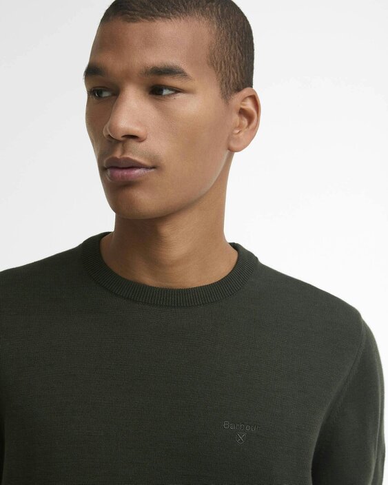 Barbour Pima Cotton Knitted Jumper - Navy Blue - Sage Green