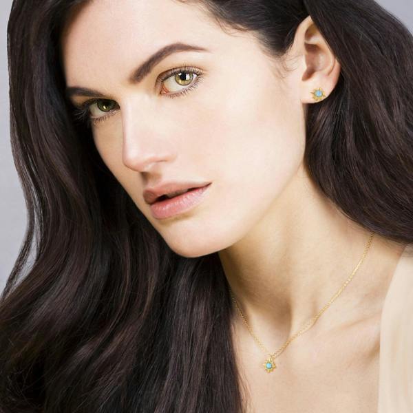 Gold Sunburst Opal Pendant Necklace - namana.london
