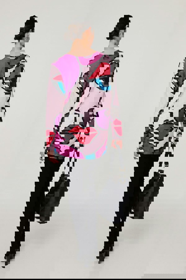 Red | Abstract Diamante Detail Tunic Top
