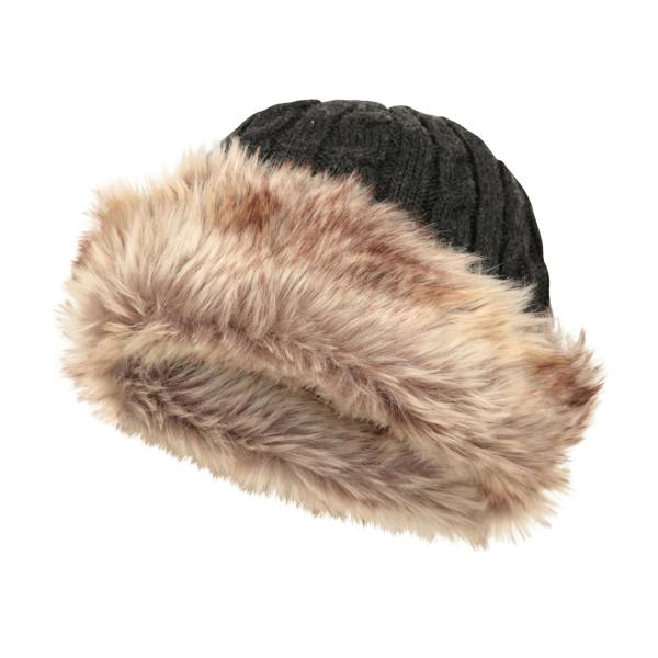 Mountain Warehouse Womens/Ladies Faux Fur Winter Hat - Charcoal - 