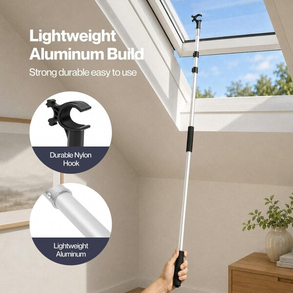 Levede Skylight Opener Telescopic Window Pole 1.1-2m Roof Window Aluminium Black
