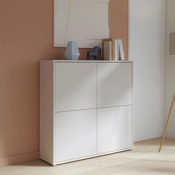 Furniture To Go Alice Springs 4 Door Large Storage Cabinet with Push-to-Open Doors in Sand