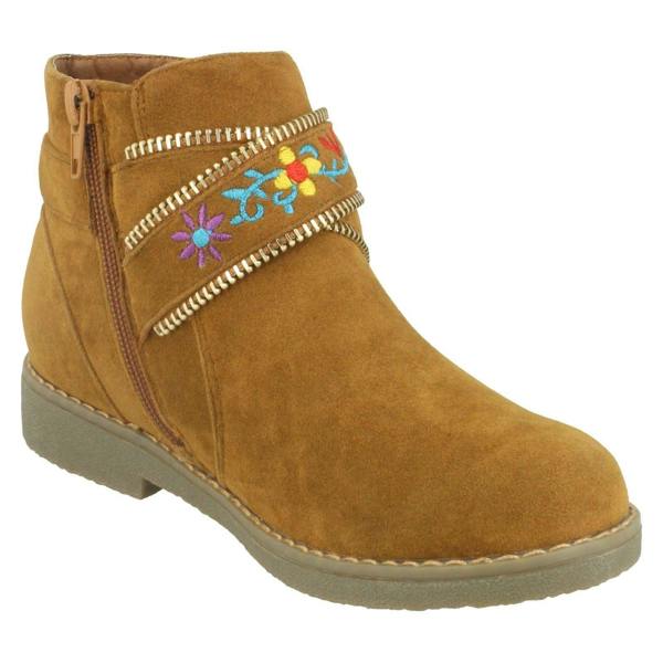 Spot On Girls Spot On Ankle Boots With Embroidered Flowers H5072