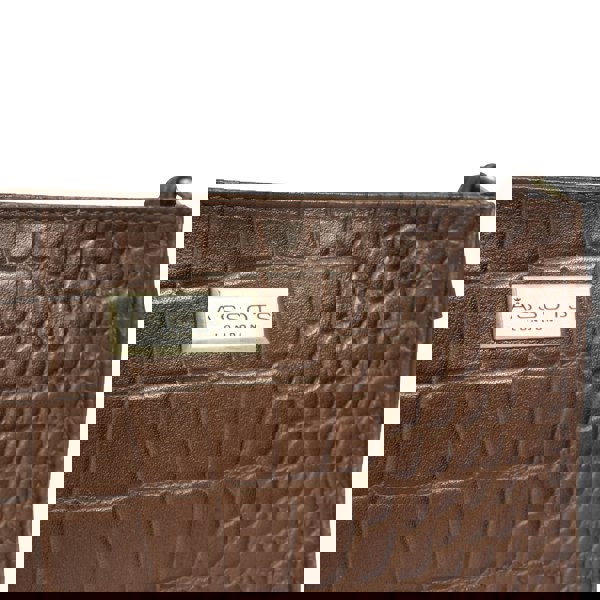 Assots London 'SUSAN' Tan Croc Real Leather Rectangle Box Crossbody Bag