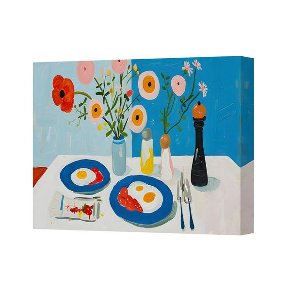 Benjamin Tate Design Canvas Wall Art Floral Still Life With Flowers And Table Setting
