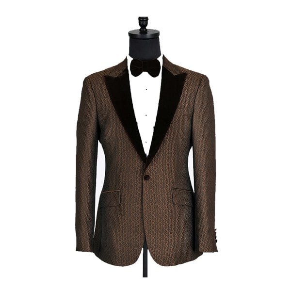 David WeJ DW Signature Velvet Peak Lapel Blazer - Brown