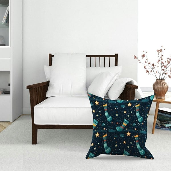 Warren Reed Christmas Stocking In A Starry Night Sky Floor Cushion