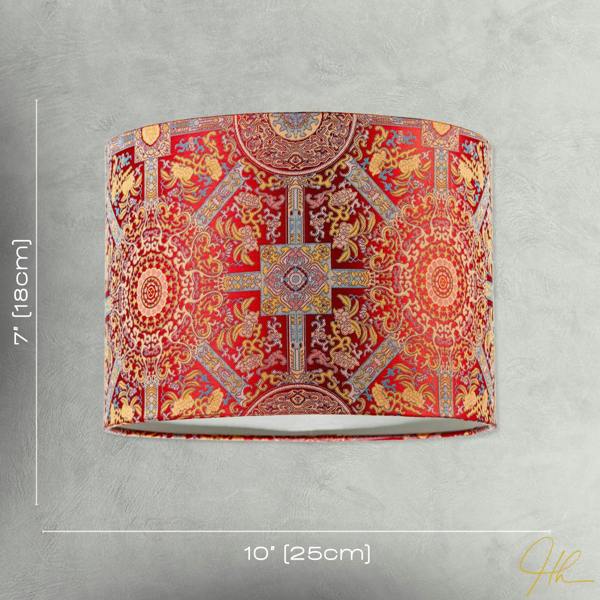 Persian-Inspired Ottoman Tapestry Floral Shade in Deep Red and Gold Image 7