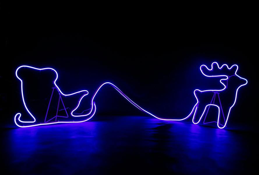 90 Blue LED Reindeer with Sleigh Neon Effect Rope Light Silhouette, Double-Sided Christmas Decoration image 9