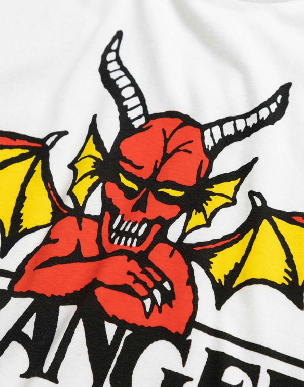 Stranger Things Mens White Logo Short Sleeve Long Leg Pyjama Set