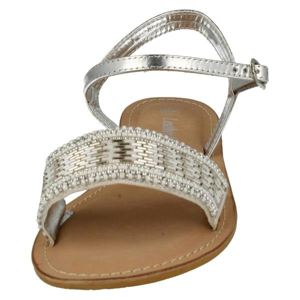 Spot On Ladies Spot On Leather Collection Beaded Sandals
