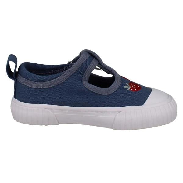 Clarks Girls Clarks Canvas Strawberry Design T-Bar Shoes Foxing Berry